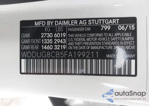 2015 Mercedes-Benz S 550 z USA, uszkodzony, nr VIN WDDUG8CB5FA199211